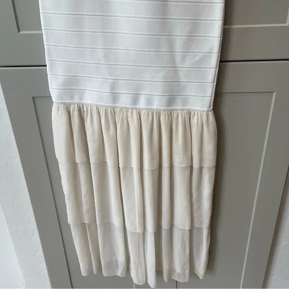 Herve Leger Paris White Bandage Silk Ruffle Trim Formal Cocktail Dress Small - Picture 11 of 11